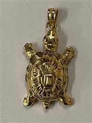 14K Yellow Gold Sea Turtle Pendant, 2.6g